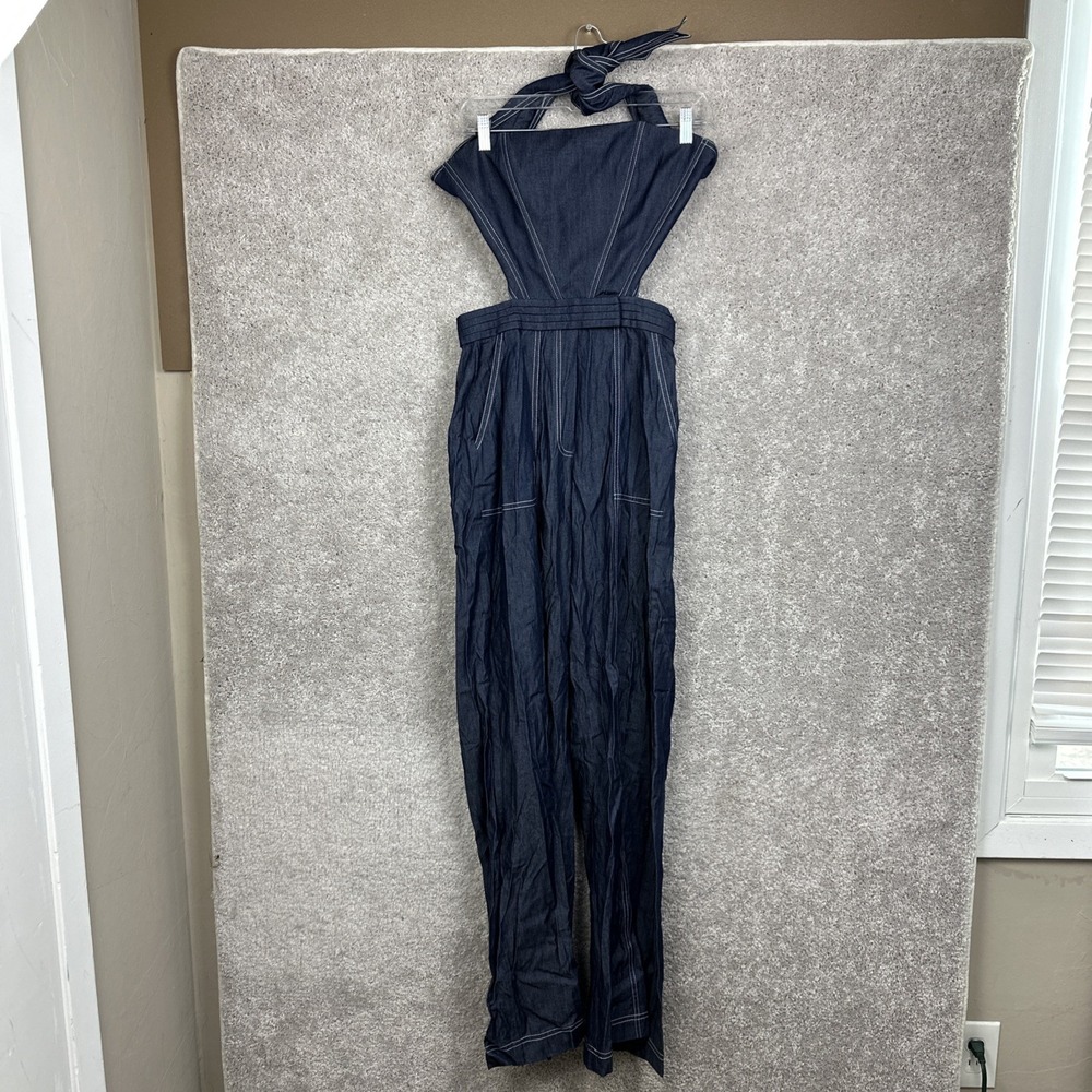 Andres Otalora Berraquera Cutout Denim Tencel Jumpsuit Size US 4